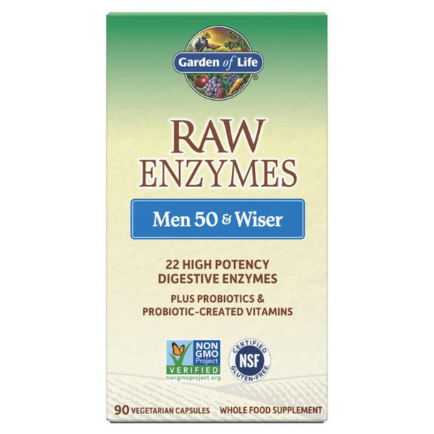  Garden of Life Raw Enzymes Men 50 and Wiser 90 Capsules 