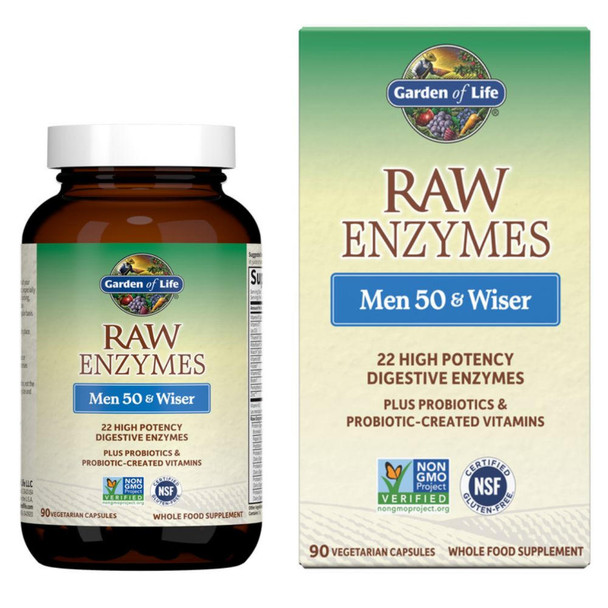  Garden of Life Raw Enzymes Men 50 and Wiser 90 Capsules 