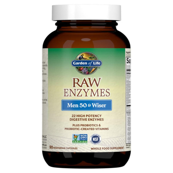  Garden of Life Raw Enzymes Men 50 and Wiser 90 Capsules 