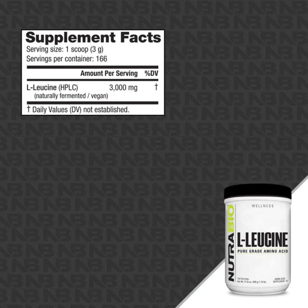 NutraBio Nutrabio L-Leucine 500g Unflavored Powder 