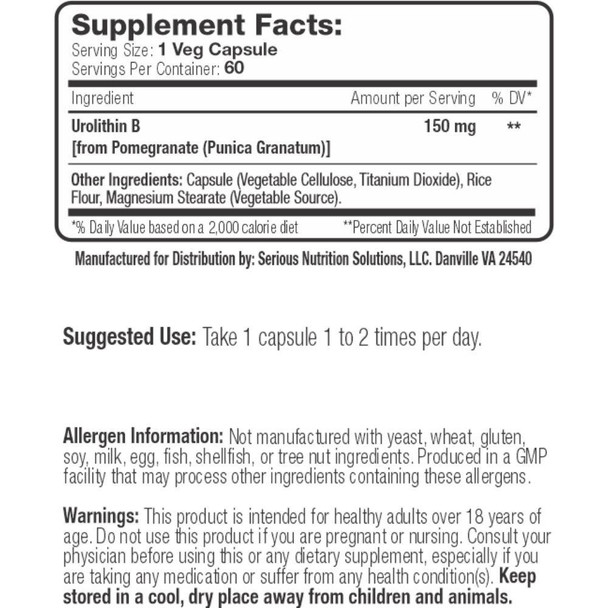 Serious Nutrition Solutions SNS Urolithin-B XT 60 Capsules 