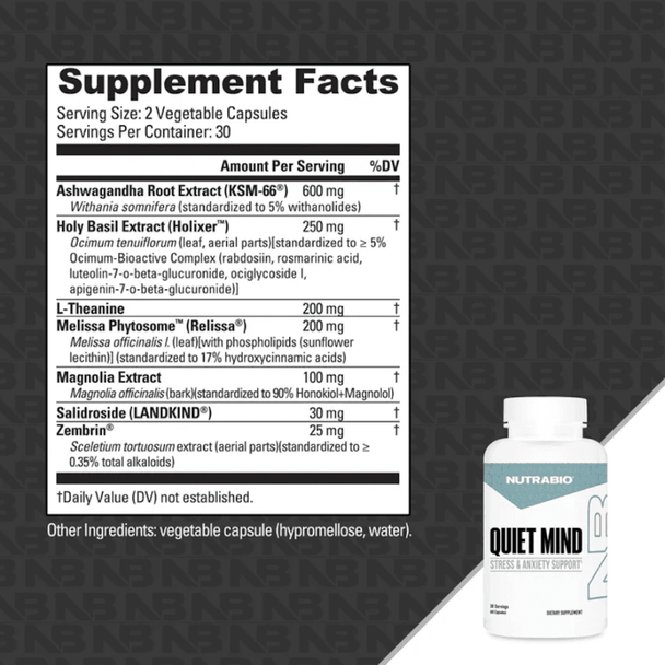 NutraBio Nutrabio Quiet Mind 60 Capsules 