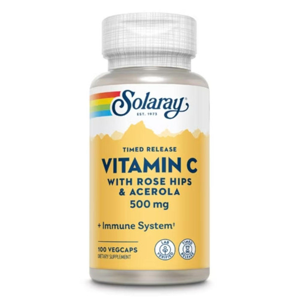  Solaray Vitamin C Two-Staged, Timed Release 500mg 100 Caps 