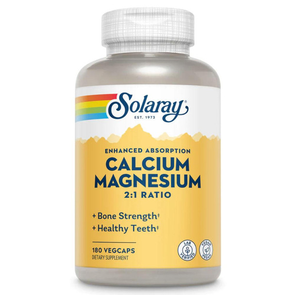  Solaray Calcium and Magnesium 2:1 Ratio 180 VegCaps 