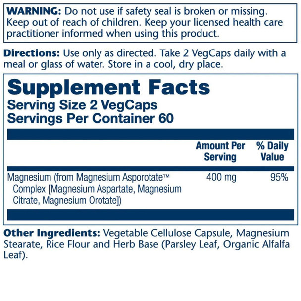  Solaray Magnesium Asporotate 400mg 120 Capsules 