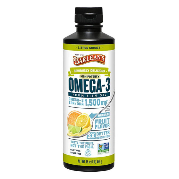  Barlean's Omega Swirl Fish Oil  Citrus Sorbet 16 Fl Oz 