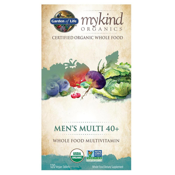 Garden of Life MyKind Organics Men's Multi 40+ Non-GMO 120 Tabs 