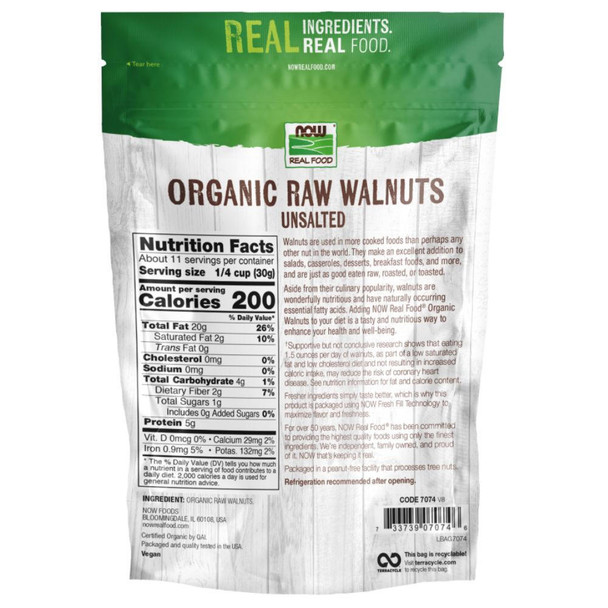  Now Foods Organic Walnuts Raw 12 Oz 