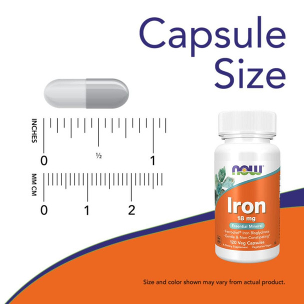  Now Foods Iron 18mg 120 Capsules 