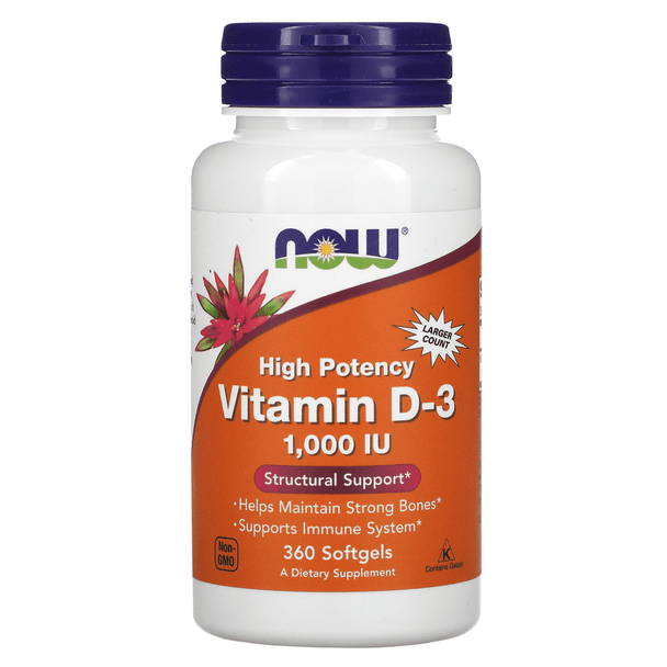  Now Foods Vit D-3 1000 IU 360 Softgels 