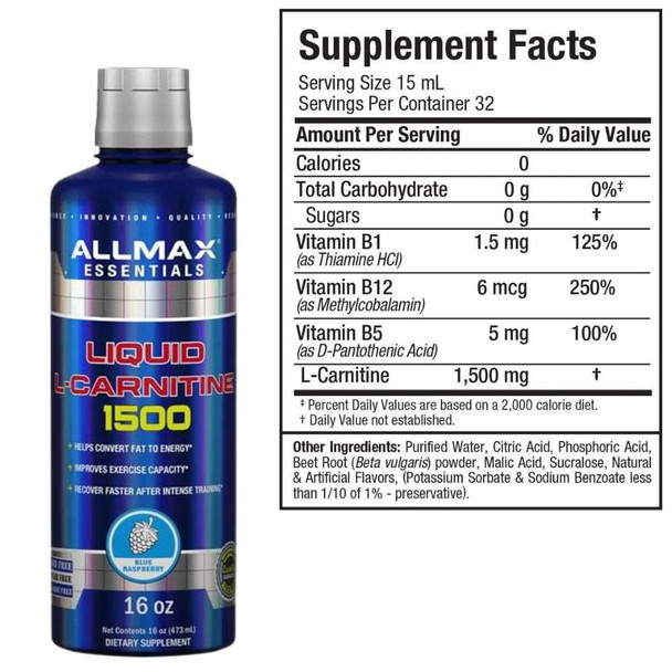  Allmax Nutrition Liquid L-Carnitine 16 Oz 