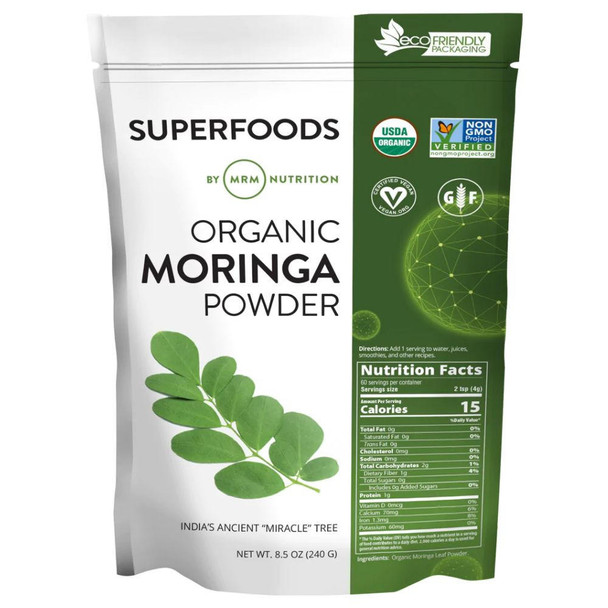  MRM Raw Organic Moringa Powder 60 Servings 