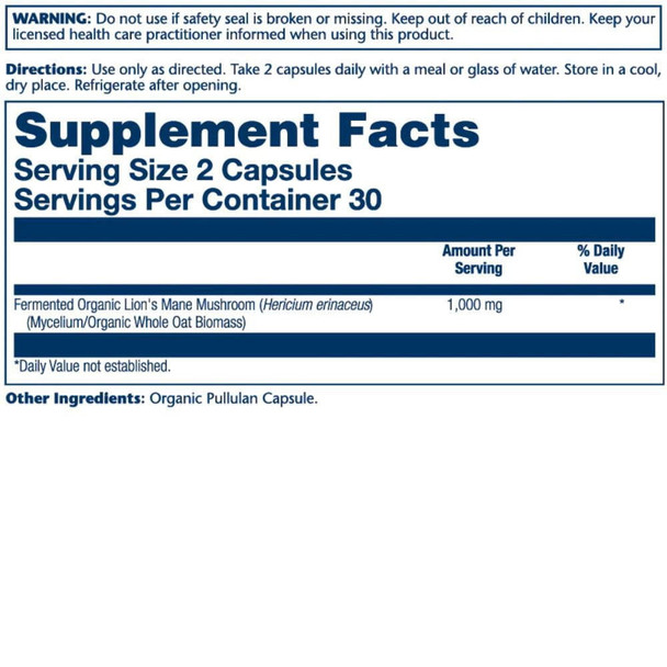  Solaray Fermented Lion's Mane 60 Capsule 