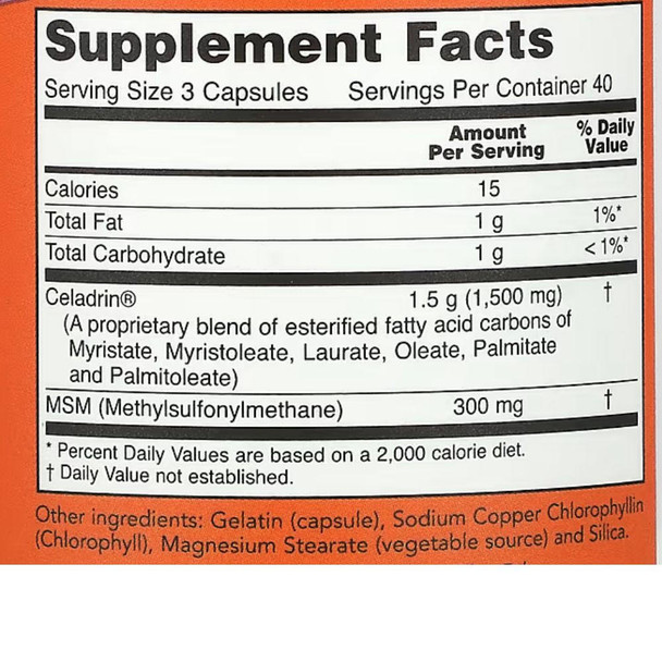  Now Foods Celadrin & MSM 500mg 120 Capsules 