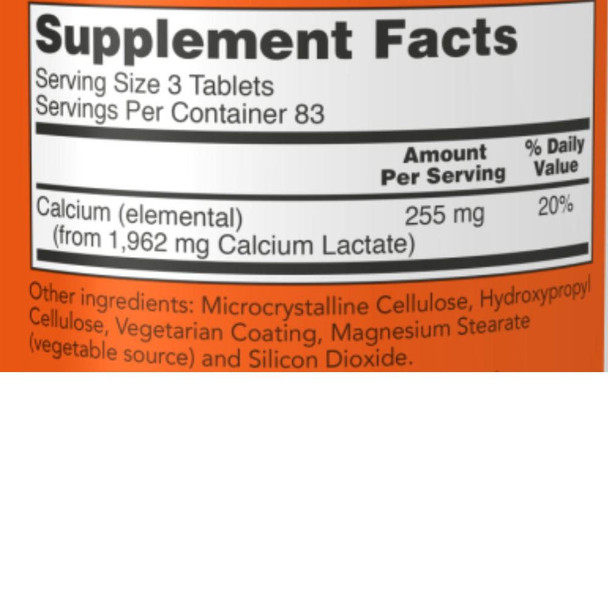  Now Foods Calcium Lactate 650mg 250 Tablets 