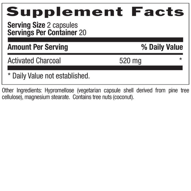  Country Life Activated Charcoal 260mg 40 Capsules 