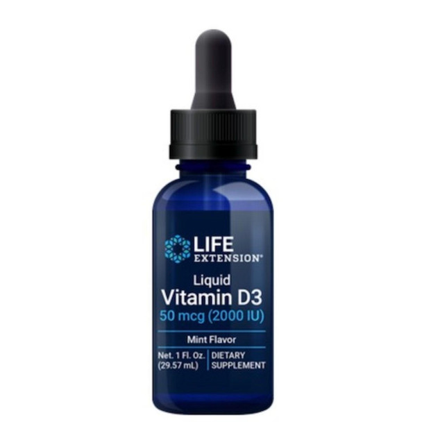  Life Extension Vitamin D3 (Mint Flavor) 50mcg 1fl oz 