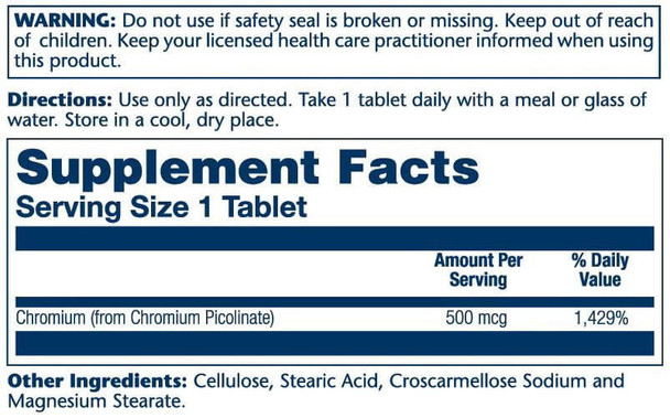  Solaray Chromium Picolinate 500mcg 60 Tablets 