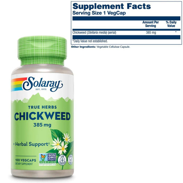  Solaray Chickweed 385mg 100 Capsules 