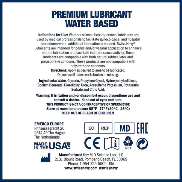  Swiss Navy Water Based Lubricant 16oz 