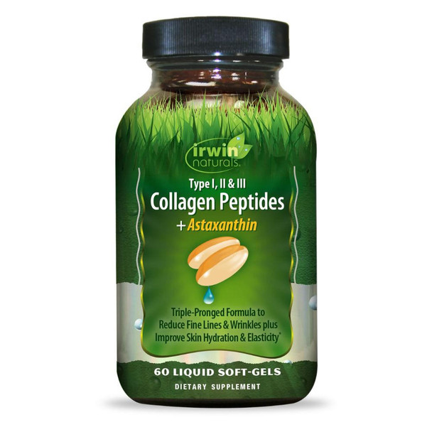  Irwin Naturals Type I, II, & III Collagen Peptides + Astaxanthin 60ct 