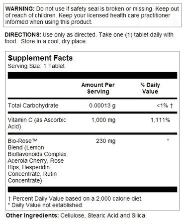 Nature's Life Vitamin C 1000mg 250 Tablets Ingredients