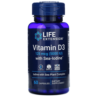 Life Extension Vitamin D3 with Sea-Iodine 5,000 IU, 60 Vegecaps