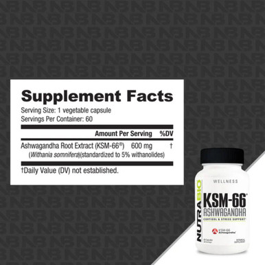 NutraBio Nutrabio KSM-66 Ashwagandha 60 Capsules