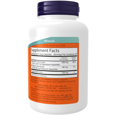 Now Foods Magnesium / Potassium Aspartate 120 Capsules