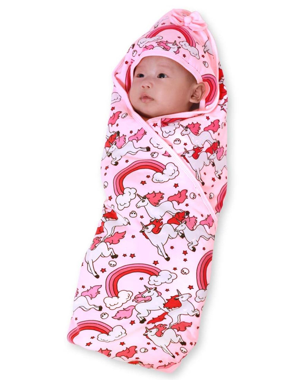 Six Bunnies Rainbow Unicrns Baby Wrap Blanket Hooded Towel Wrap