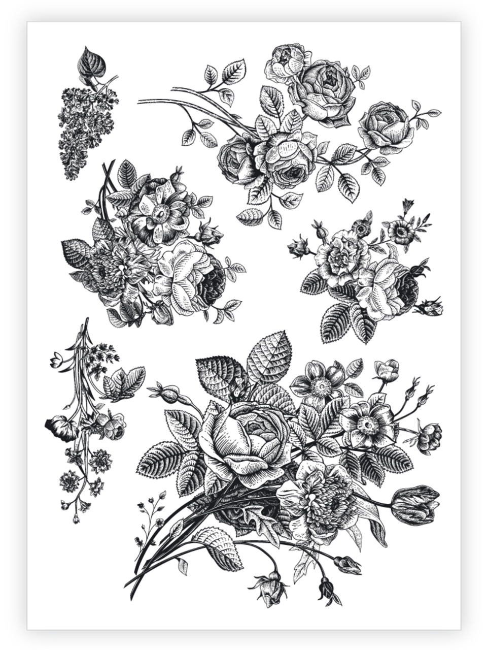 Vintage floral hand drawn rose with leaves tattoo Vector Image