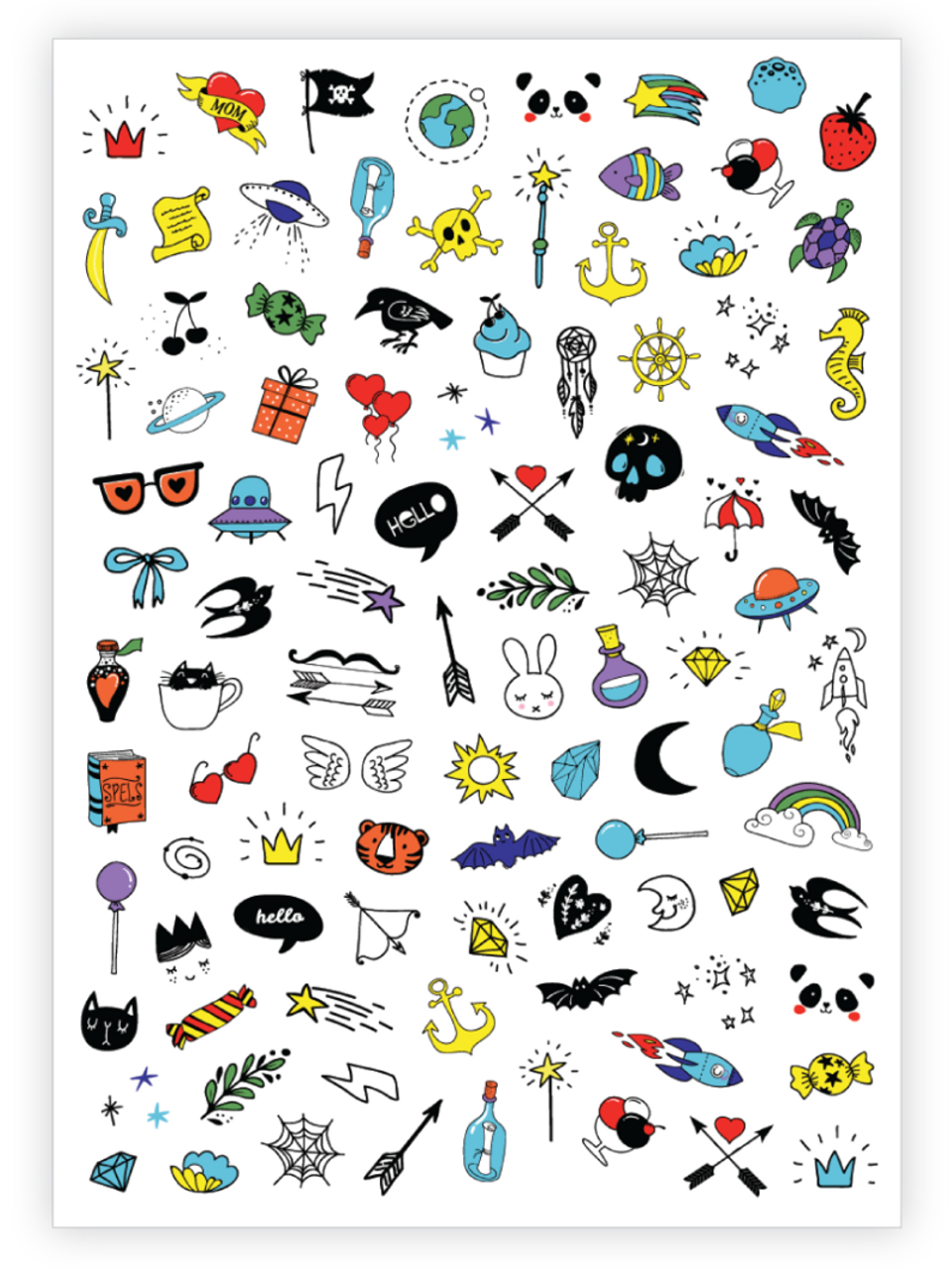 Childrens 3in1 Glamour Temporary Tattoos Set