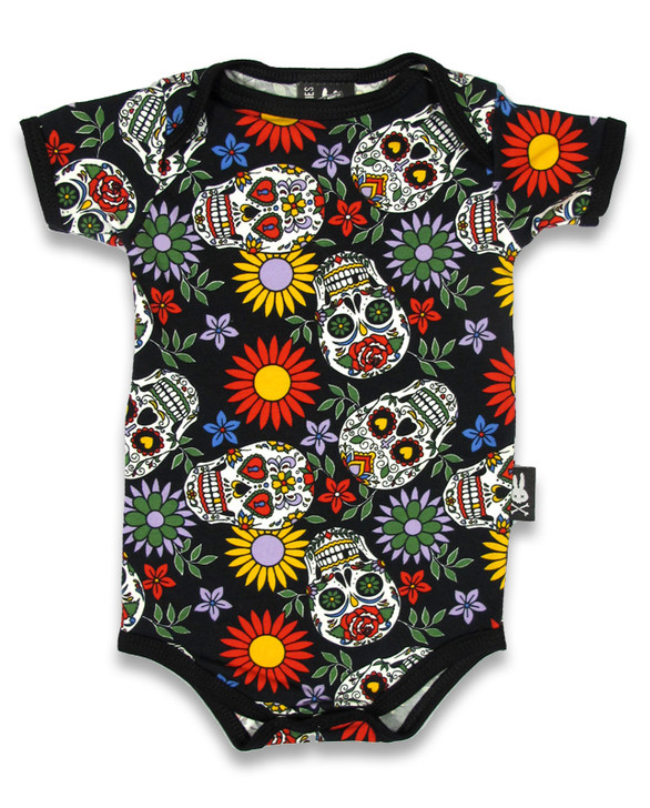 Six Bunnies Sugar Skulls Baby Romper Onesie