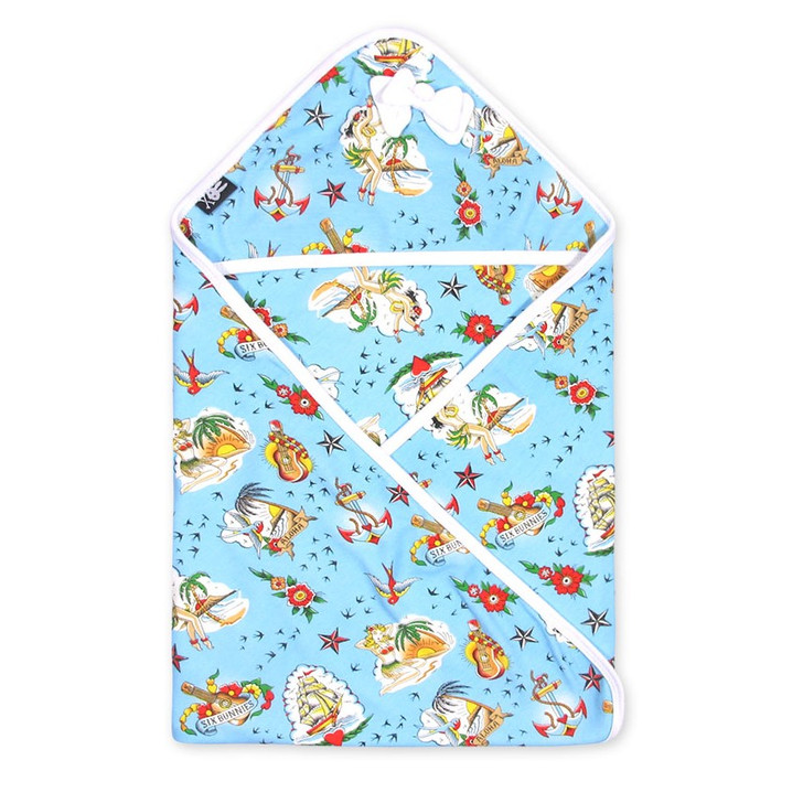 Six Bunnies Aloha Sailor Tattoo Baby Wrap Blanket