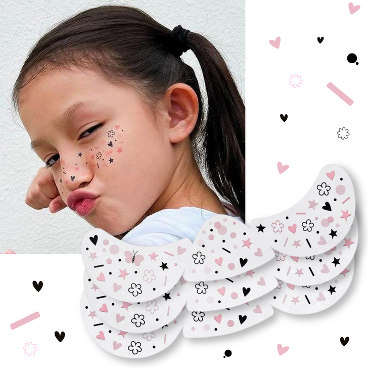 Pink Party Face Freckles Tattoo Set