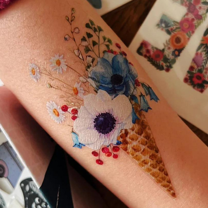 Flower Ice Creams Temporary Tattoo Set