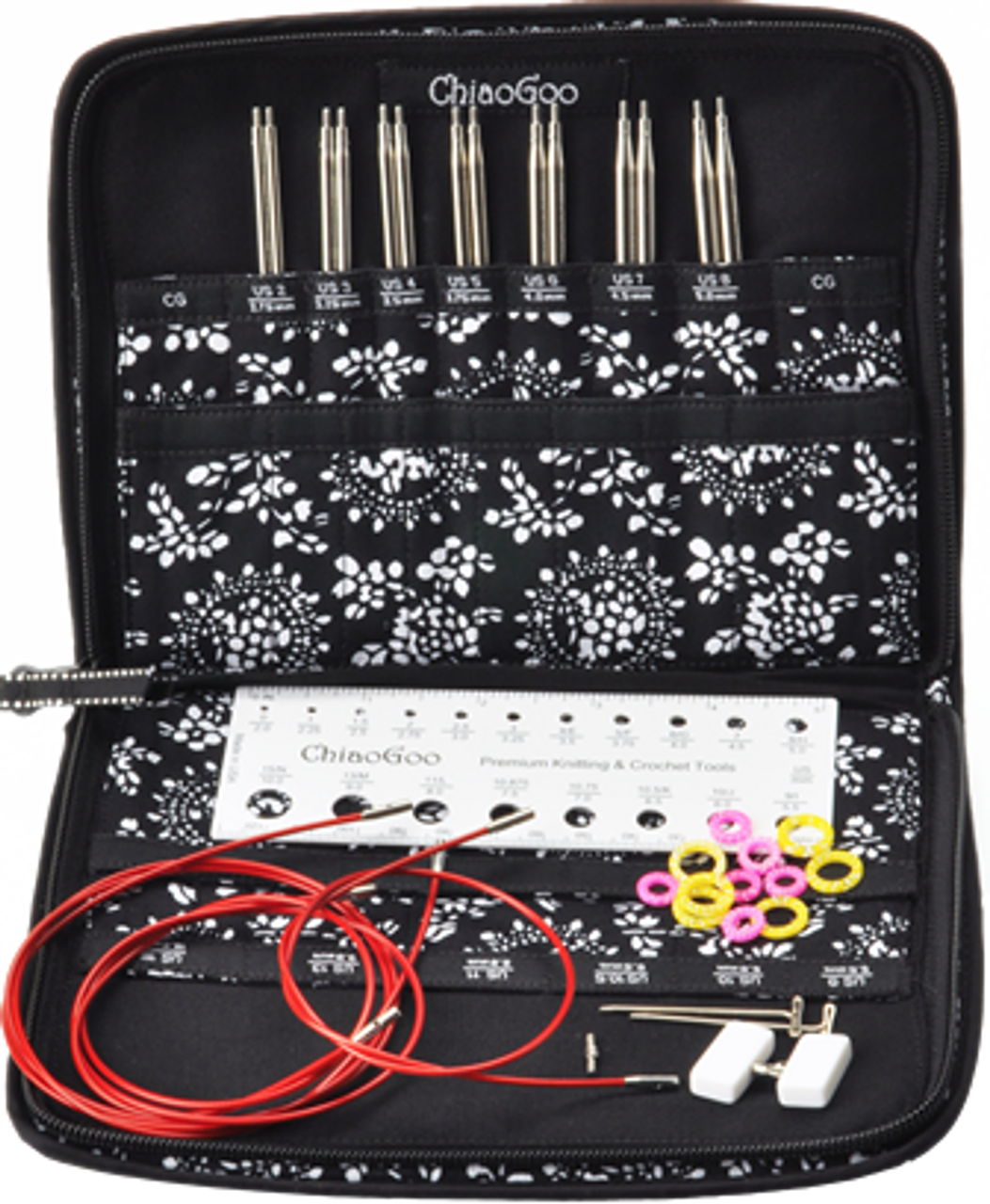 Complete - Twist Red Lace Interchangeable Knitting Needle 4 Tip Set - ChiaoGoo