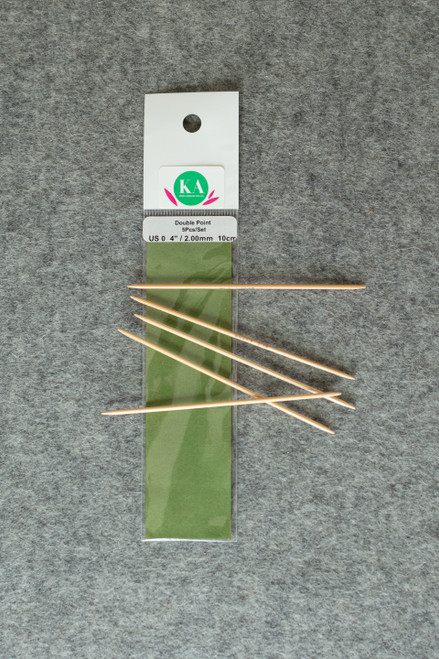 Set of KA Bamboo 4" Double Pointed Needles