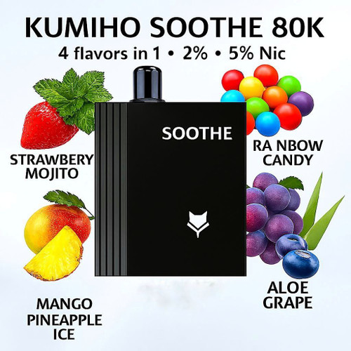 Kumiho Soothe 80K 4 flavors in 1 - 2% - 5% Nic (Strawberry Mojito - Rainbow Candy - Mango Pineapple Ice - Mint)