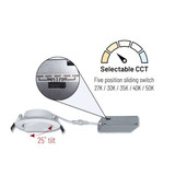 Nora 6" Canless FLIN Adjustable LED Downlight with Selectable CCT