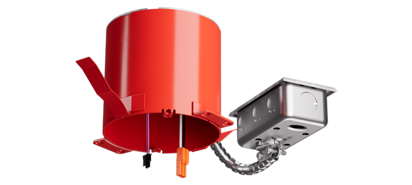 Elco 4" Remodel Designed 120/277V IC Airtight Housing For 2 Hour Fire Rated Ceiling With Emergency Battery Backup