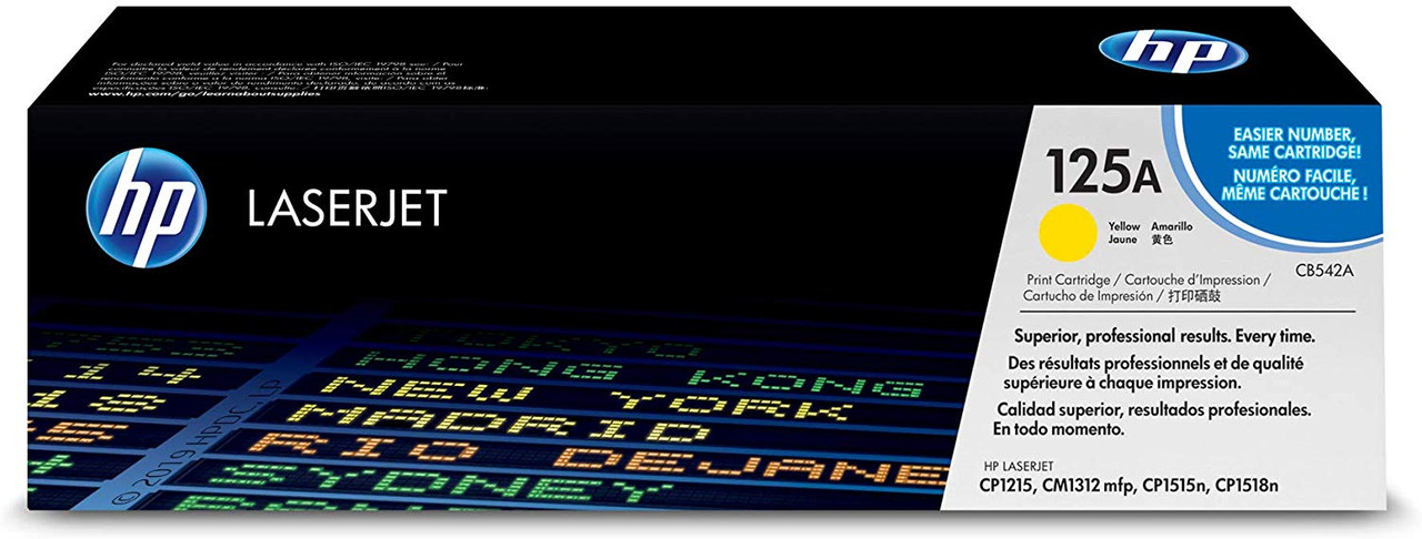 Original HP 125A Yellow CB542A LaserJet Toner Cartridge - Blue Dot Toner
