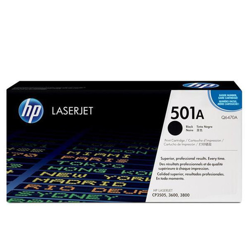 Genuine HP Brand 501A Q6470A Black Toner Cartridge