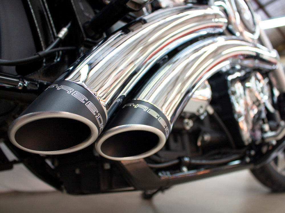 【程度良好】BP x OverRacing Exhaust M8 Softail Freedom Performance Hd00708 Radical Radius Exhaust Chrome / Black