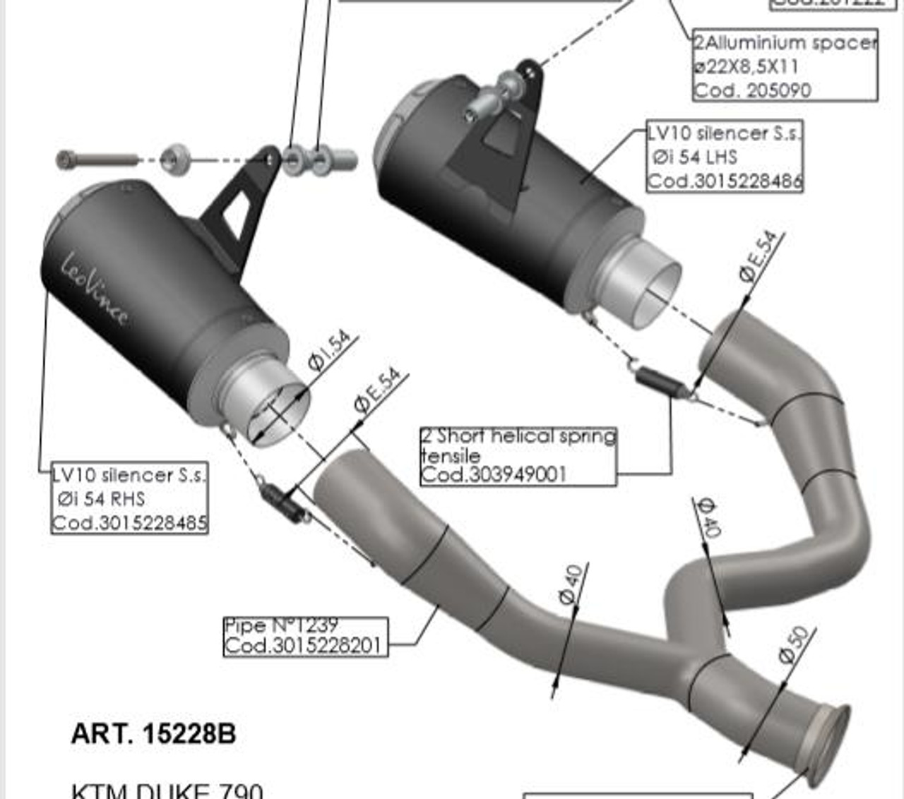  Leovince 15208 LV-10 Slip-On - Stainless Tailpipe