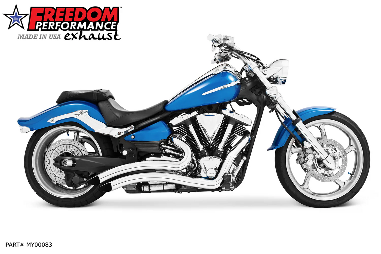 Freedom My00083 Chrome Sharp Curve Radius Full Exhaust Raider 08-20
