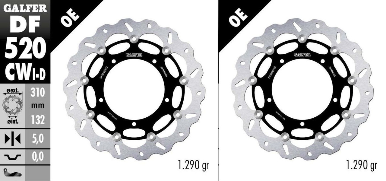 GALFER FLOATING WAVE ROTOR PAIR FRONT R1 YZF-R1 07-14 DF520