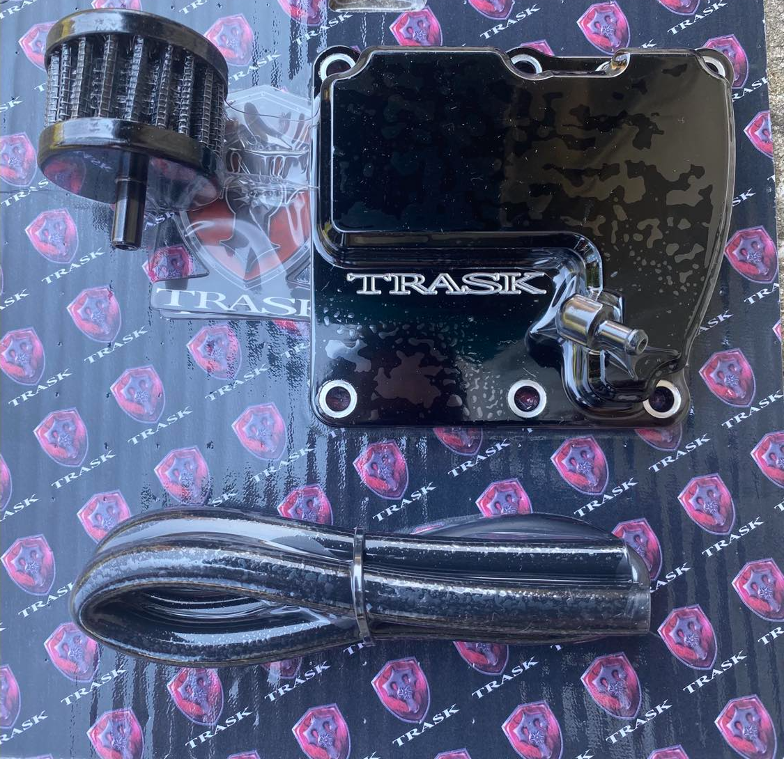 Trask Tm-2041Bk Checkm8 Black Vented Trans Cover M8 Harley 17-25
