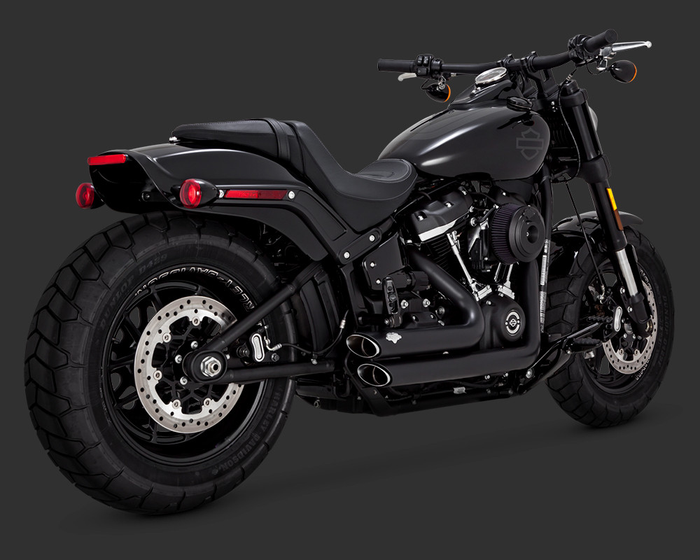 Vance 47333 Black Short Shot Staggered Exhaust M8 Softail 18-25