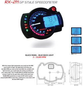 KOSO BA015B25 RX2N GP STYLE SPEEDOMETER GAUGE RX2N TACH 20000 RPM